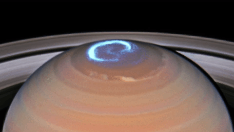 View of saturn and its chemical atmosphere.