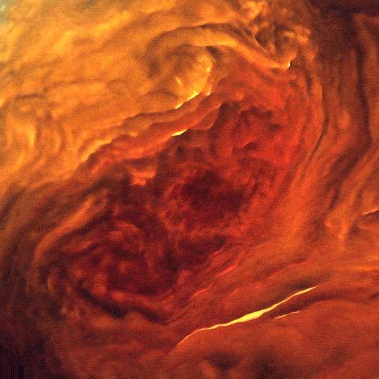 Swirling storms inside of Jupiter