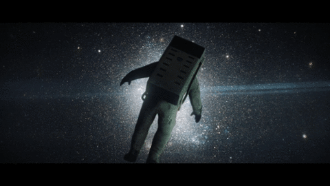 Man floating in space