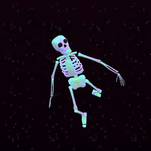 Skeleton floating through space.